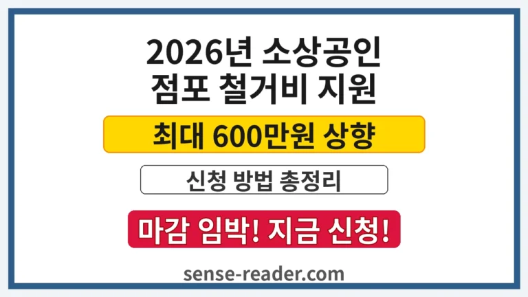 2026년 소상공인 점포 철거비 지원 최대 600만원 상향 - 신청 방법 총정리 마감 임박